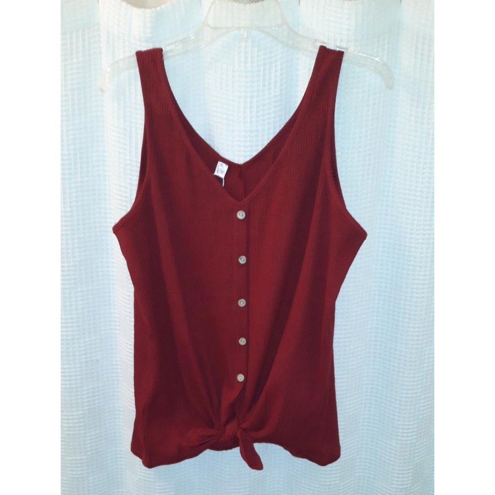 Halife Tie Front Ribbed Tank Top